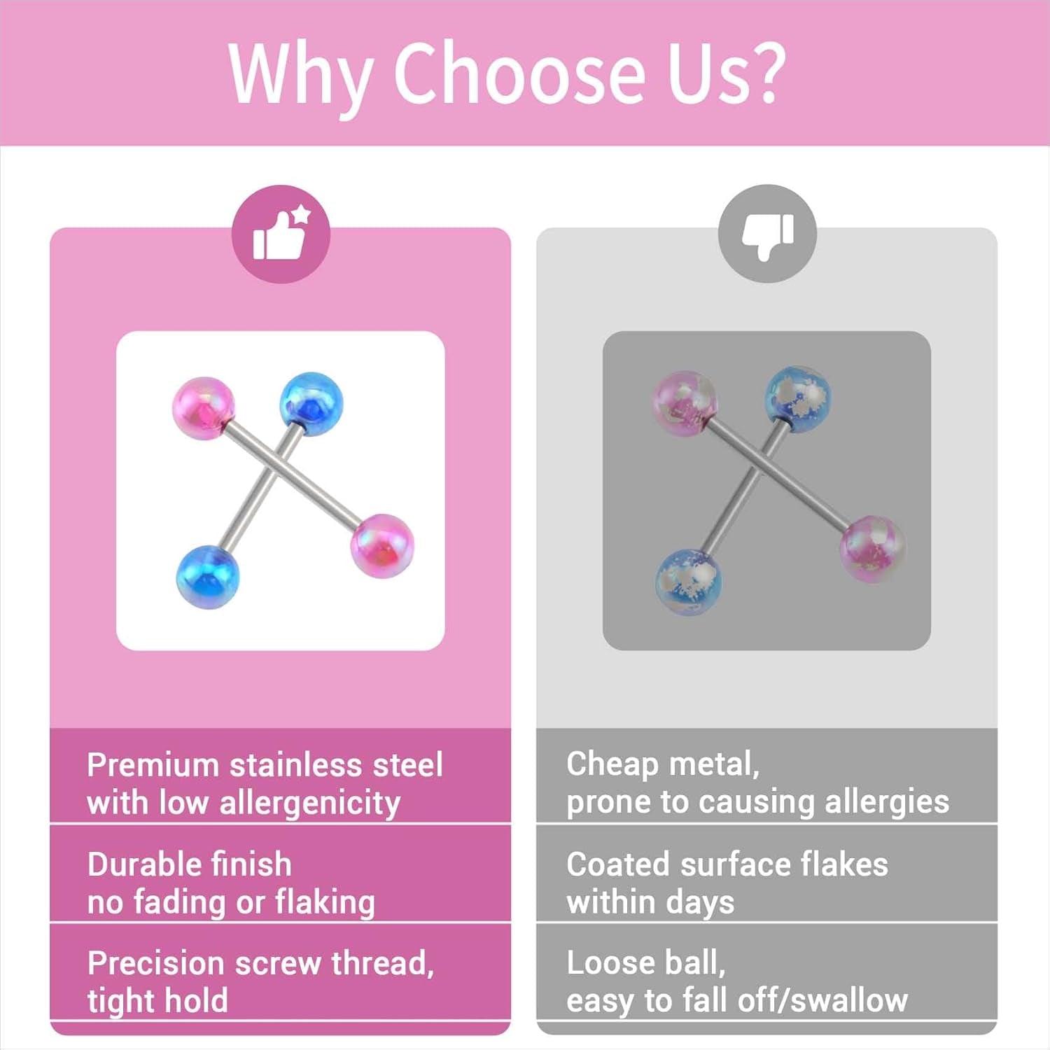 20Pcs 14G Mix-Color Stainless Steel Straight Barbell Tongue Rings Bars Piercing 5/8" Length Acrylic Glow in Dark Flexible Retainer Body Jewelry for Women Men