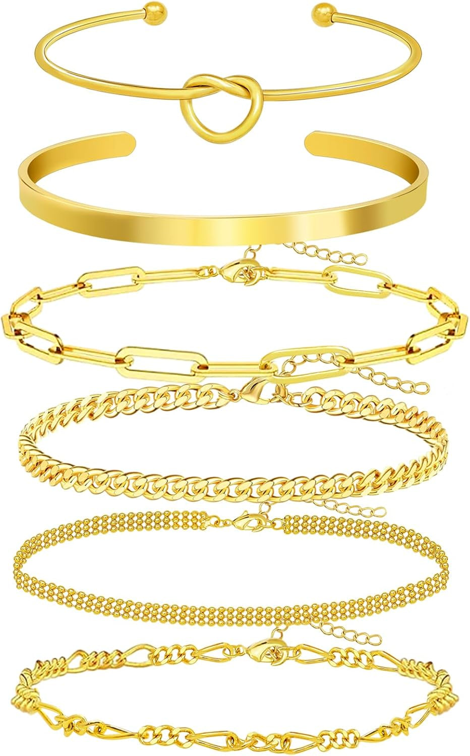 Trendy minimalist gold plated stackable jewelry set for women