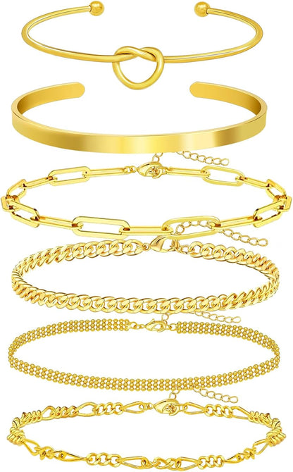 Trendy minimalist gold plated stackable jewelry set for women