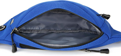 Large waist bag with adjustable strap worn during festival