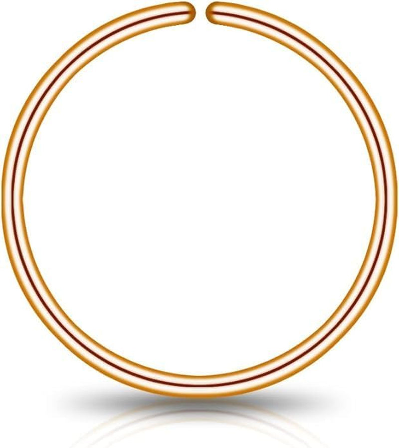 LUCKYJEWUS Small Thin Gold or Sterling Silver Nose Ring Hoop for Women, Tiny Nose Piercing Jewelry