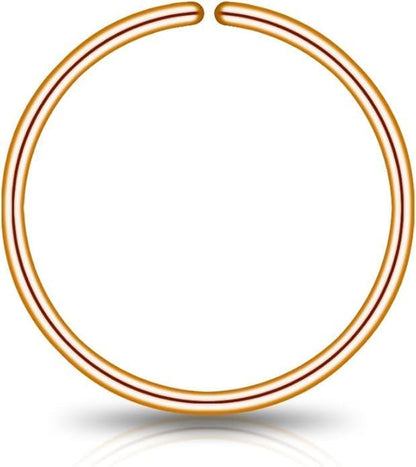 LUCKYJEWUS Small Thin Gold or Sterling Silver Nose Ring Hoop for Women, Tiny Nose Piercing Jewelry