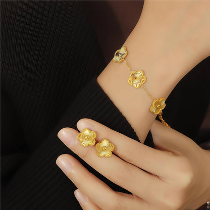 Real 18K Gold Plated Bracelets for Women (Sturdier Version) Stackable Bangle Bracelets for Women (Better Tarnish & Water Resistance) 4PCS Gold Bracelet Stack Set (Fits Wrists Upto 6.7 Inch)