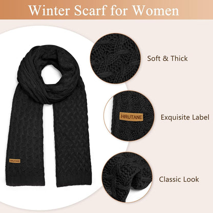 Winter Scarf for Women, Chunky Ribbed Knit Soft Long Wrap Cold Weather Stocking Stuffers Thick Warm Large Scarves