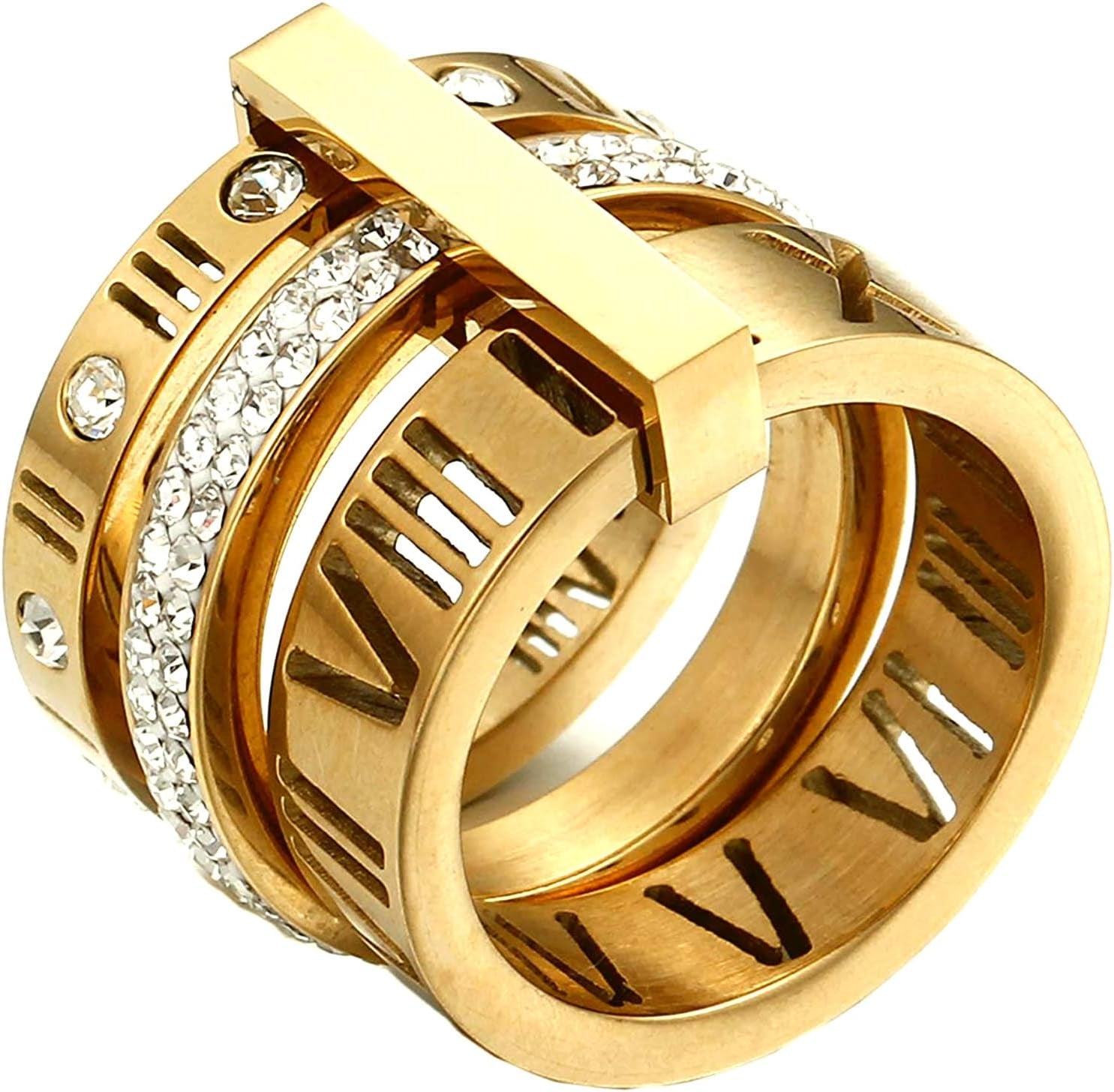 Three-in-one CZ zirconia spinner ring design