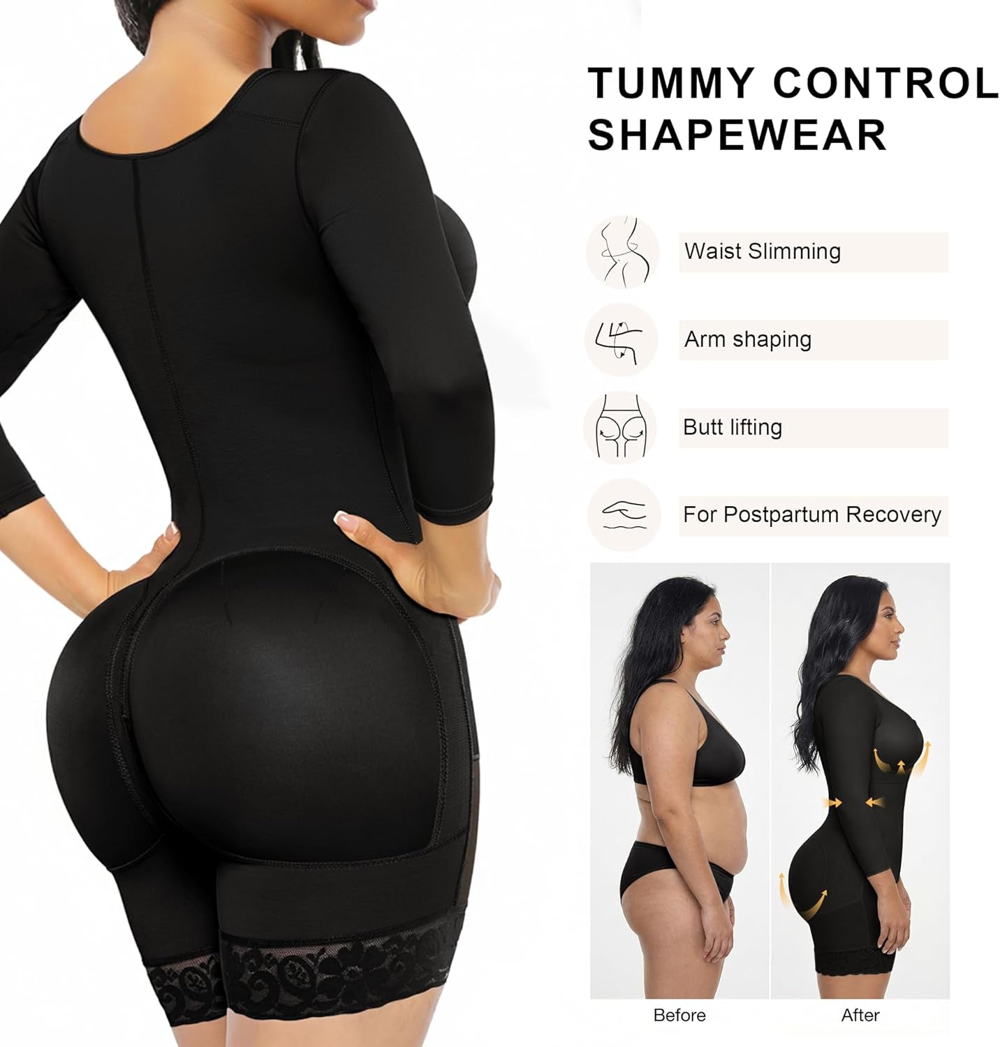 Woman wearing SHAPERX Colombian fajas showing 360 degree contouring