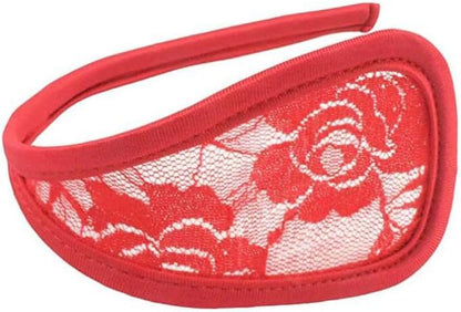 Red lace invisible thong back view showing minimal coverage and comfortable fit