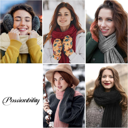 Passionbility Winter Scarf for Women Warm Winter Knit Scarf Cable Chunky Soft Scarves for Cold Weather