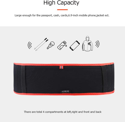 Side profile of athlete wearing AONIJIE running fanny pack while jogging