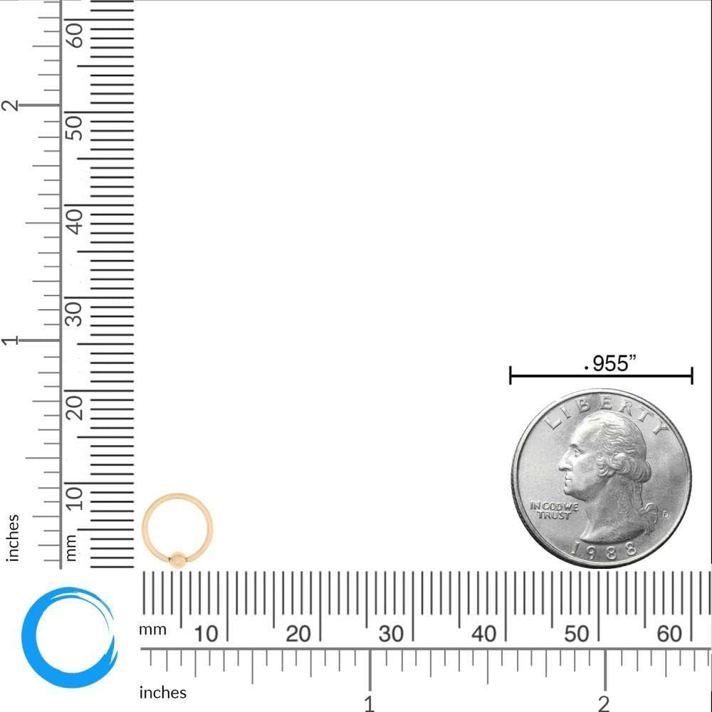 Lavari Jewelers 16 Gauge Captive Bead Hoop Ring for Women and Men - 14K Yellow Gold Nipple Eyebrow Cartilage Tragus Piercing - 1.2 Mm Nose Hoop - Stud Piercing Jewelry - 16G Body Piercing