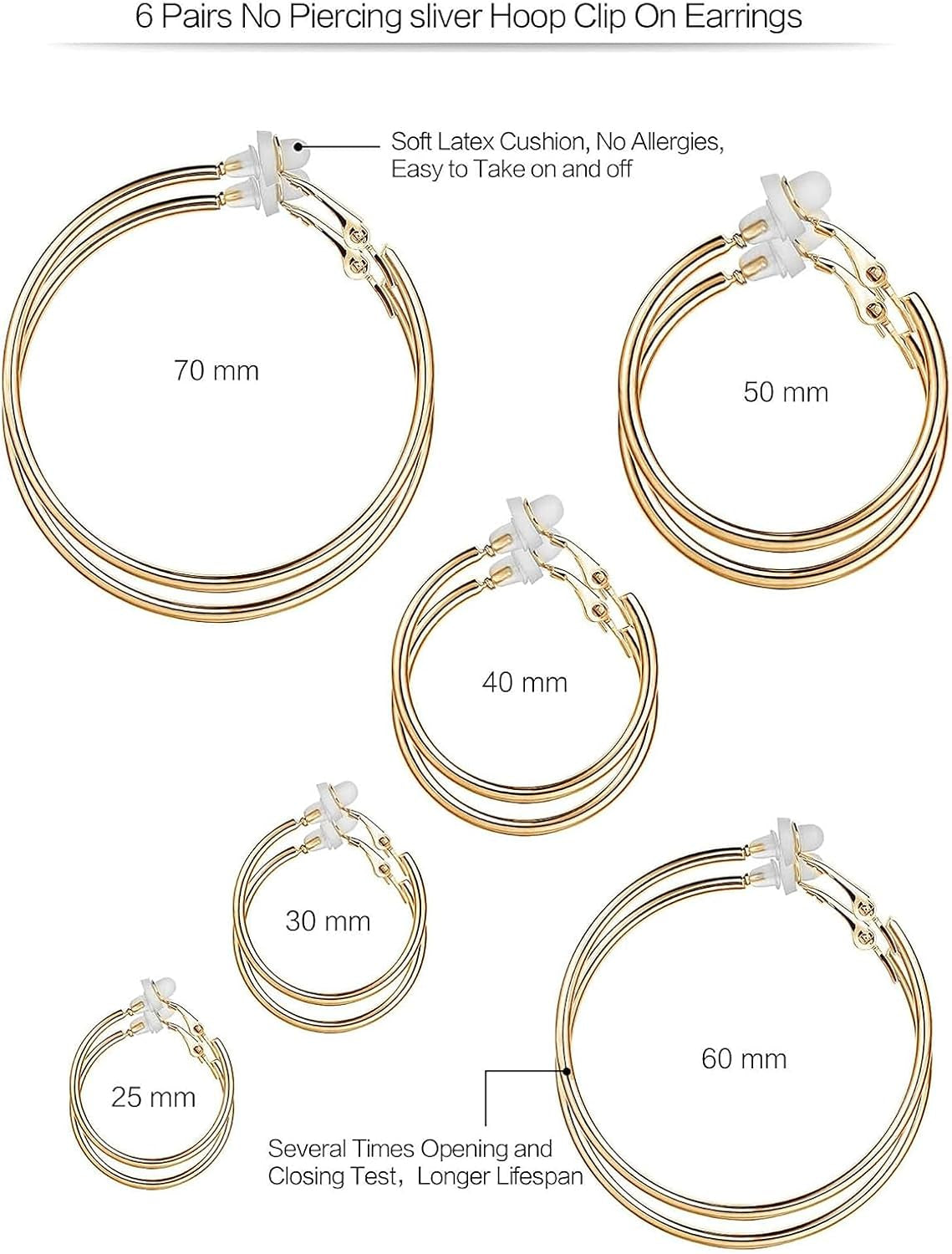 Sumind Clip on Hoop Earrings Hoop Gold Earrings Non Piercing Earrings Set for Women