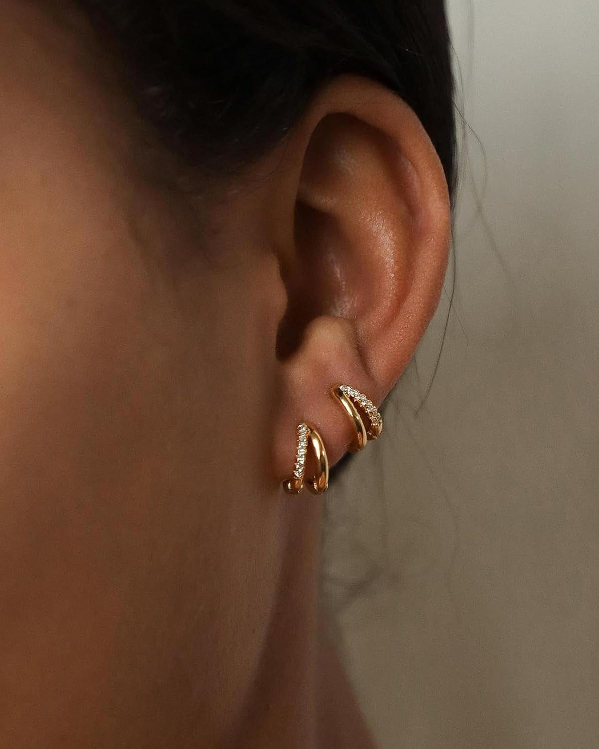 Gold Hoop Earrings for Women,14K Gold Plated Huggie Hoop Earrings for Gift