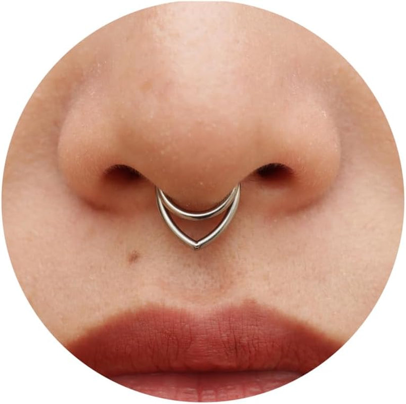 16G Titanium Septum Rings Double Septum Jewelry Daith Piercing Jewelry Silver Gold Hinged Segment Helix Clicker Piercing Jewelry 8 Mm 10 Mm Seamless Ring Hypoallergenic Jewellery for Her