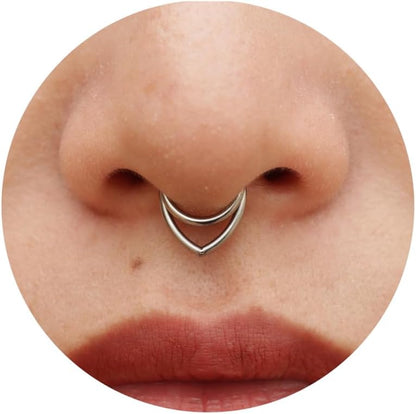 16G Titanium Septum Rings Double Septum Jewelry Daith Piercing Jewelry Silver Gold Hinged Segment Helix Clicker Piercing Jewelry 8 Mm 10 Mm Seamless Ring Hypoallergenic Jewellery for Her