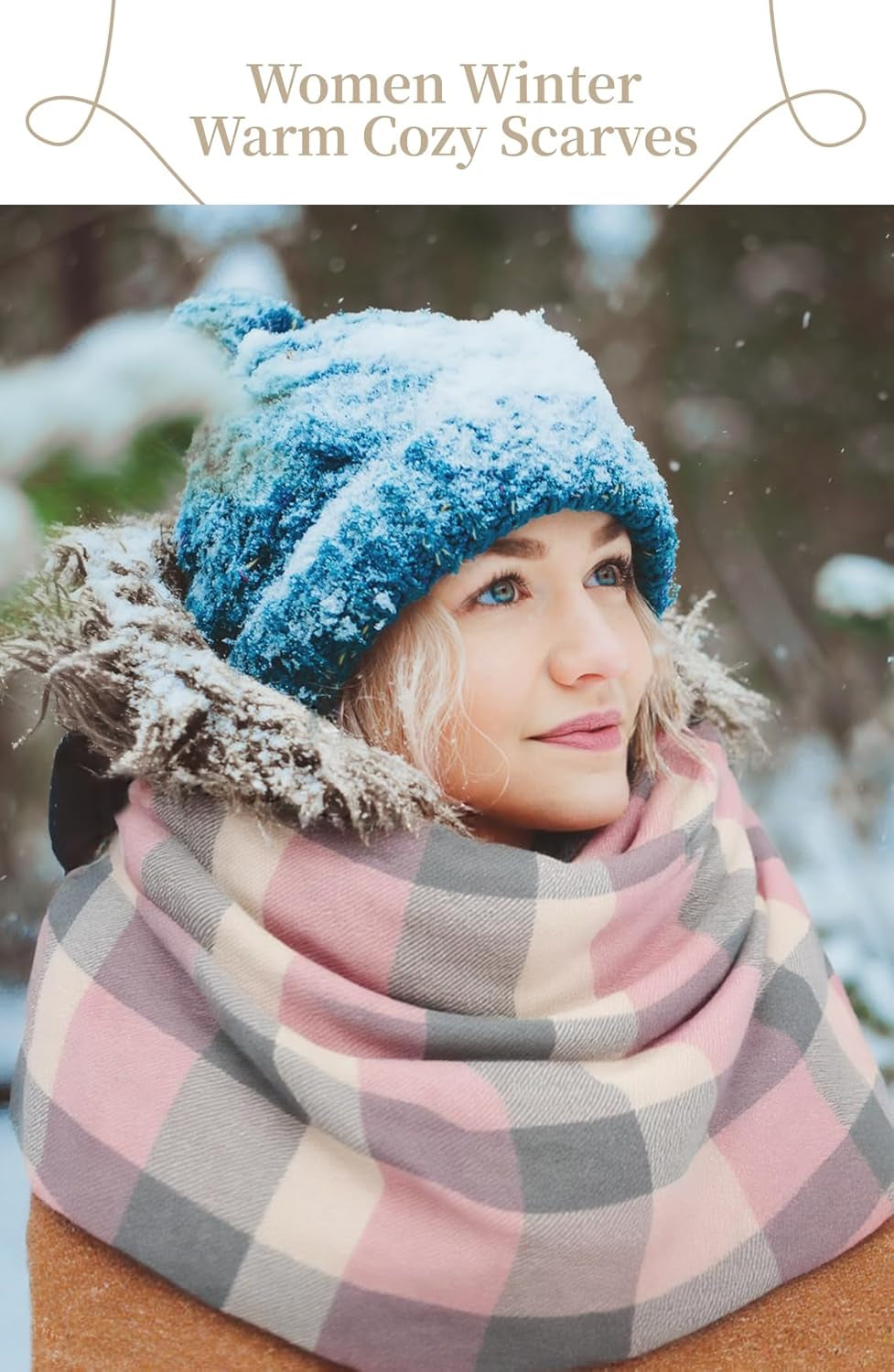 Pleneal Scarf for Women - Womens Winter/Fall Scarf,Long Plaid Shawls and Wraps, Cashmere Feel Blanket Pashmina Scarves