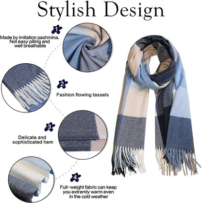 SOJOS Classic Plaid Tartan Scarf for Women Men Soft Scarves SC316