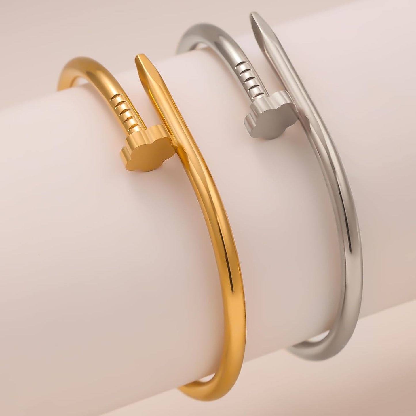 FAFUGA 18 K Gold Plated Double Bangle Bracelet Stack Love Jewelry Set for Women Gift with Box