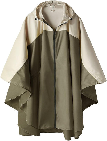 Saphirose Unisex Rain Poncho Waterproof Raincoat Hooded for Adults Women with Pockets