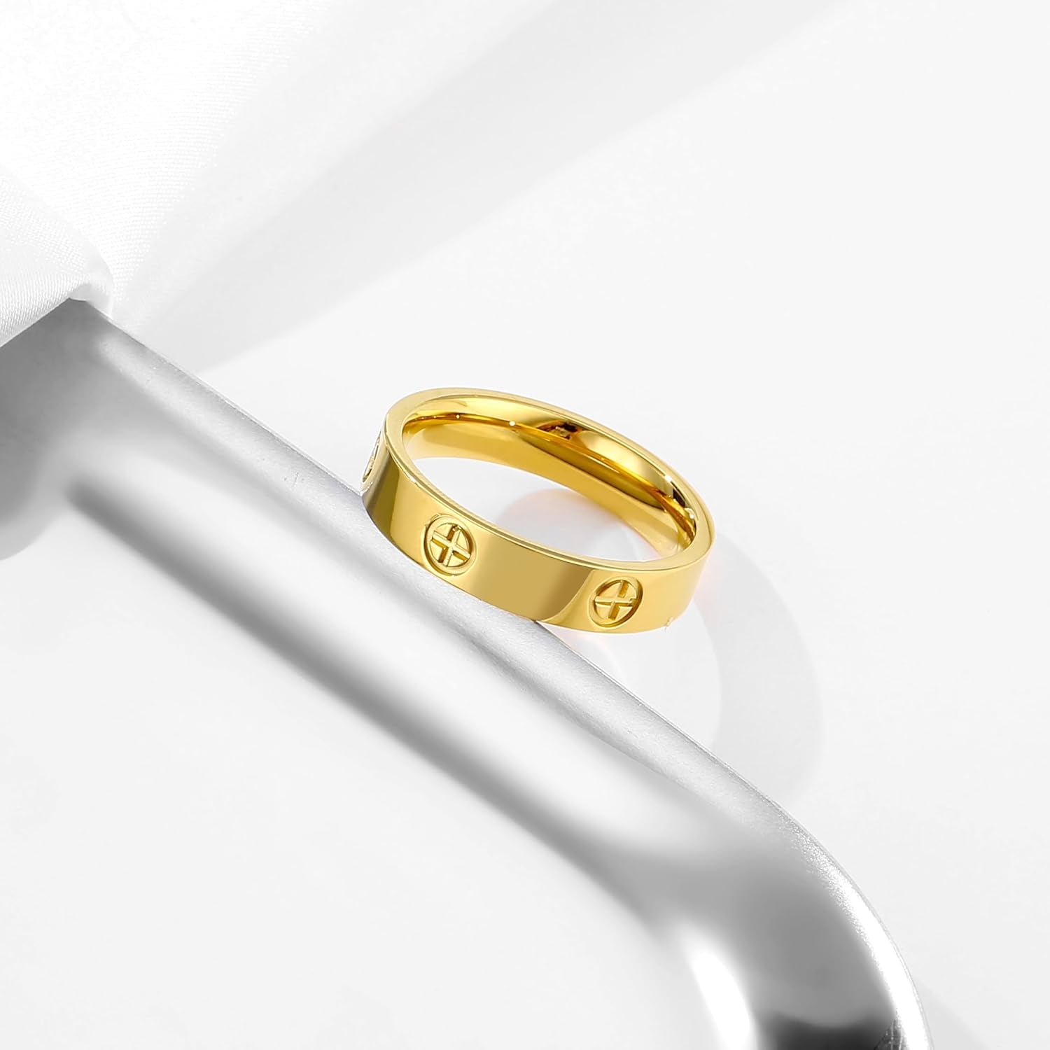 Women'S Stainless Steel Wedding Ring 18K Gold Love Ring Friendship Engagement Wedding Jewelry, Promise Ring Mother'S Day Christmas Birthday Gift, Size 5-10