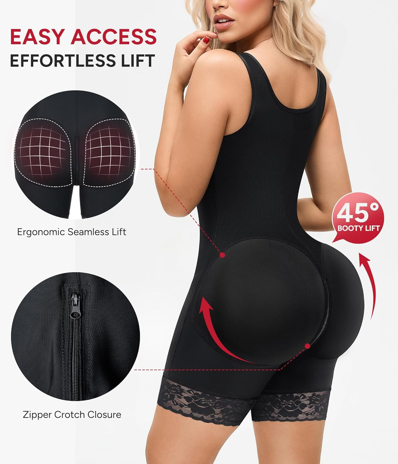 Back view of fajas colombianas moldeadoras with support design