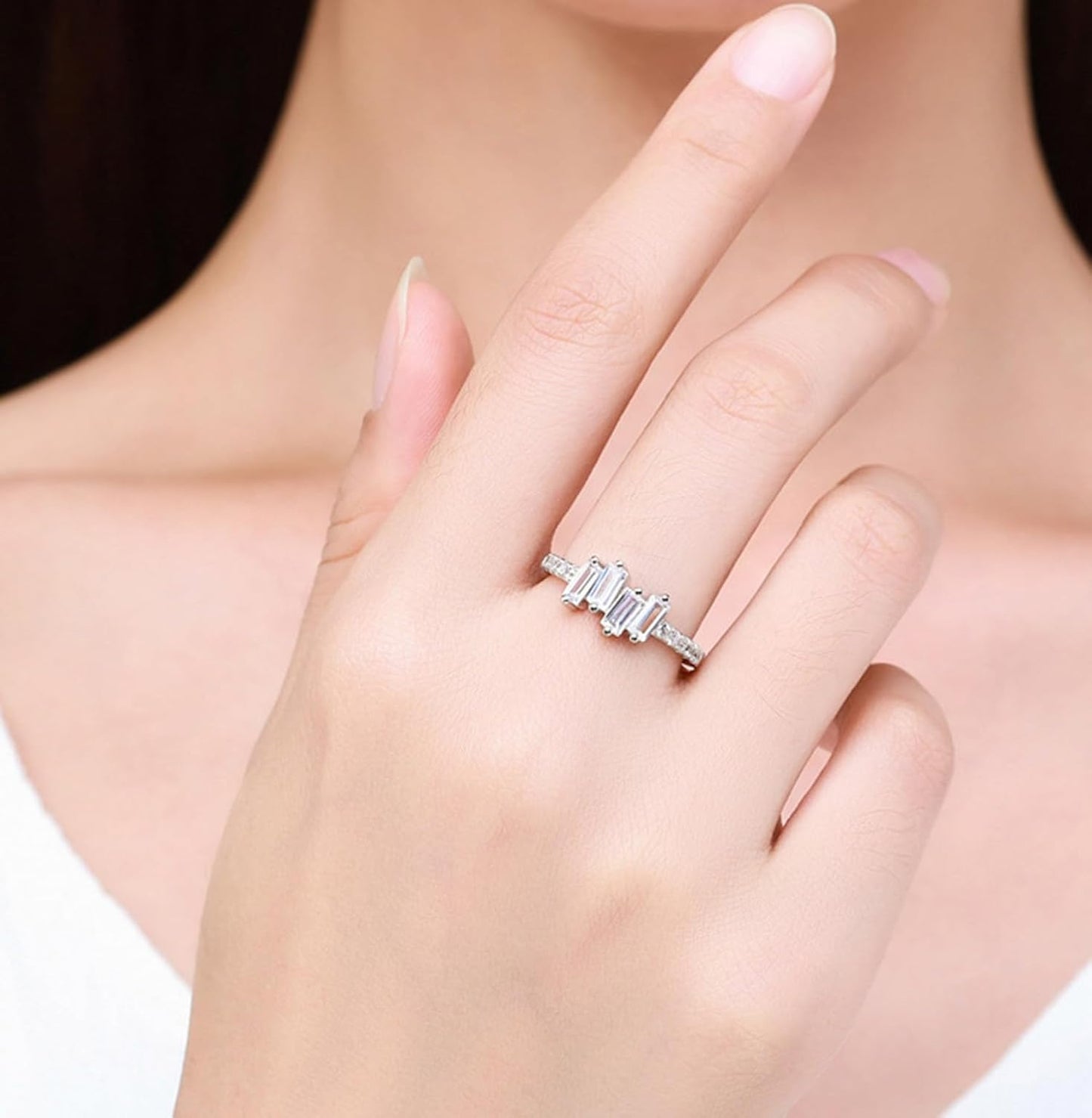 Close-up of beautifully broken multi-stone self-love ring band detail