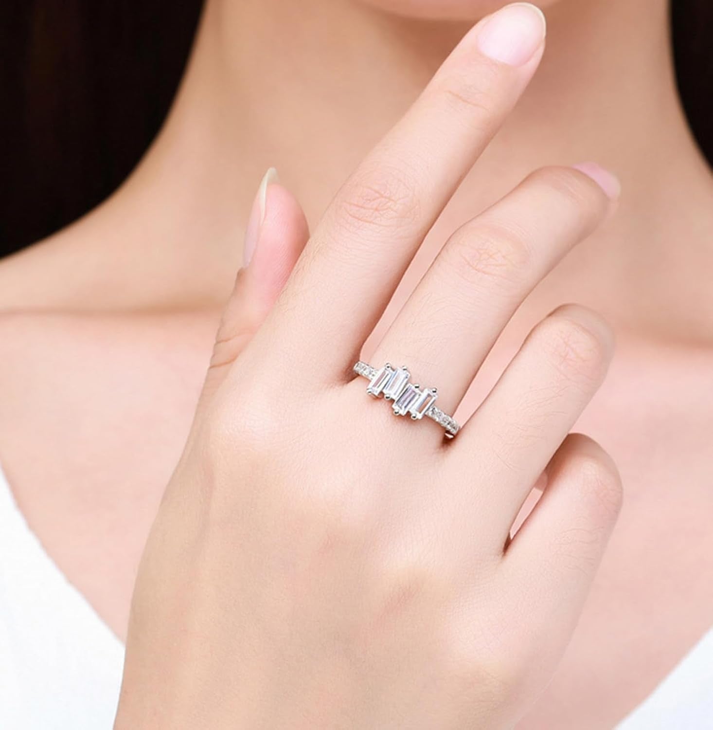 Close-up of beautifully broken multi-stone self-love ring band detail