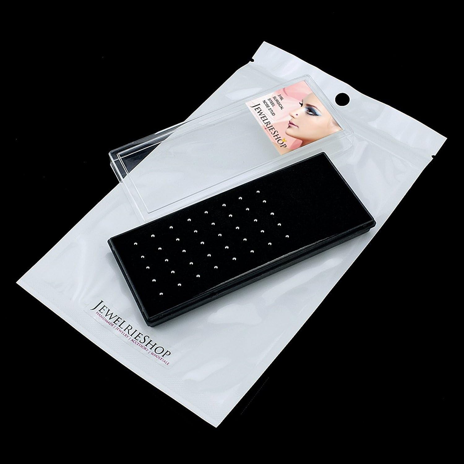 JEWELRIESHOP 40Pcs Nose Ring Studs Stainless Steel Nose Piercing Jewelry Bone Studs for Women Men Hypoallergenic 22G (1.5Mm,Silver Ball)