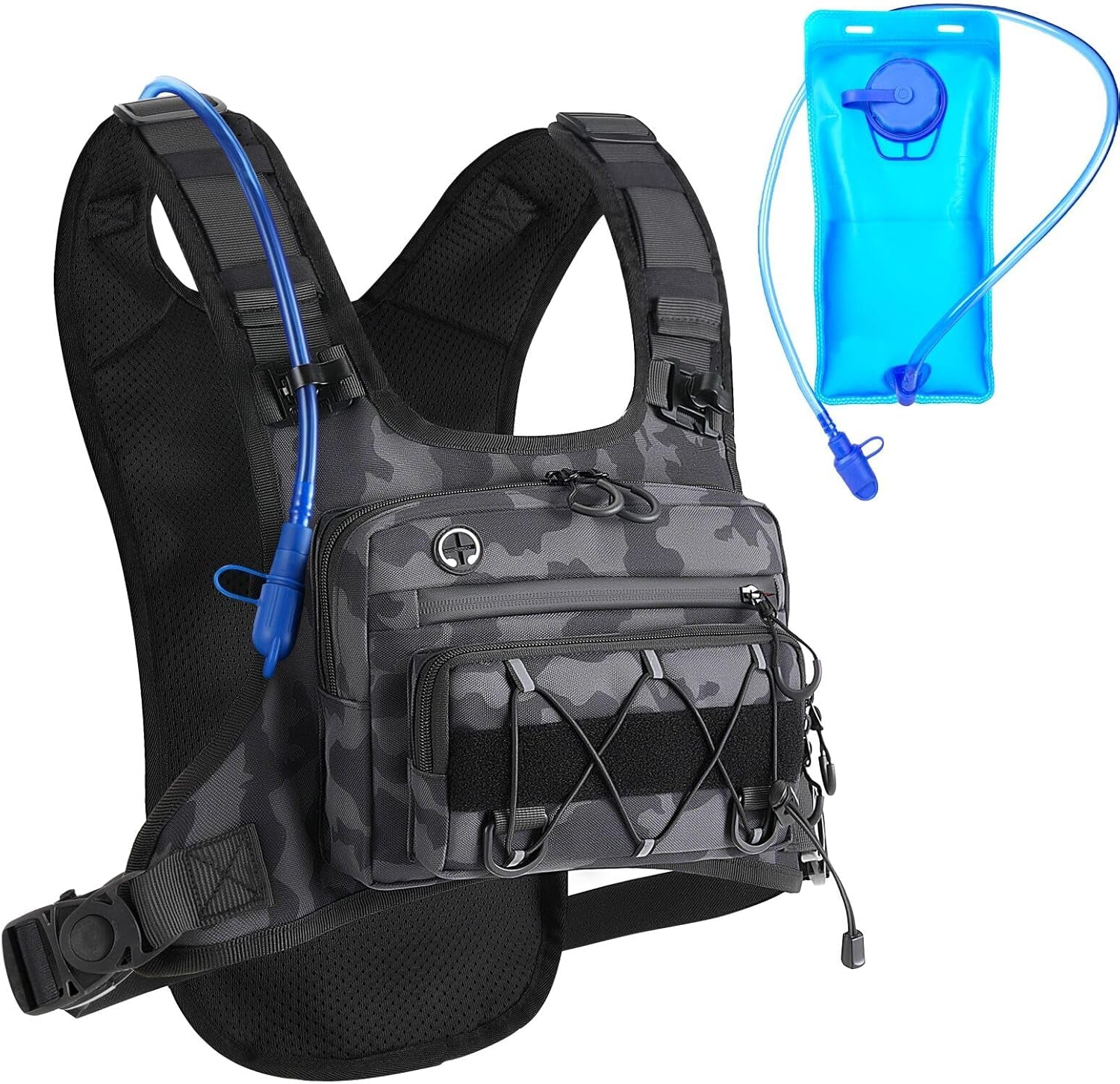 Running Vest 2L Water Bladder for Men & Women, Lightweight Breathable Reflective Design, Adjustable Shoulder Straps with Phone Pocket, Ideal for Cycling & Mountain Sports