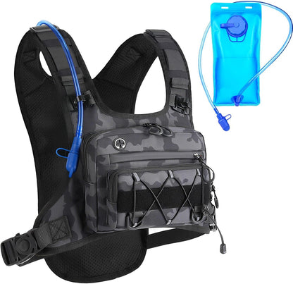 Running Vest 2L Water Bladder for Men & Women, Lightweight Breathable Reflective Design, Adjustable Shoulder Straps with Phone Pocket, Ideal for Cycling & Mountain Sports