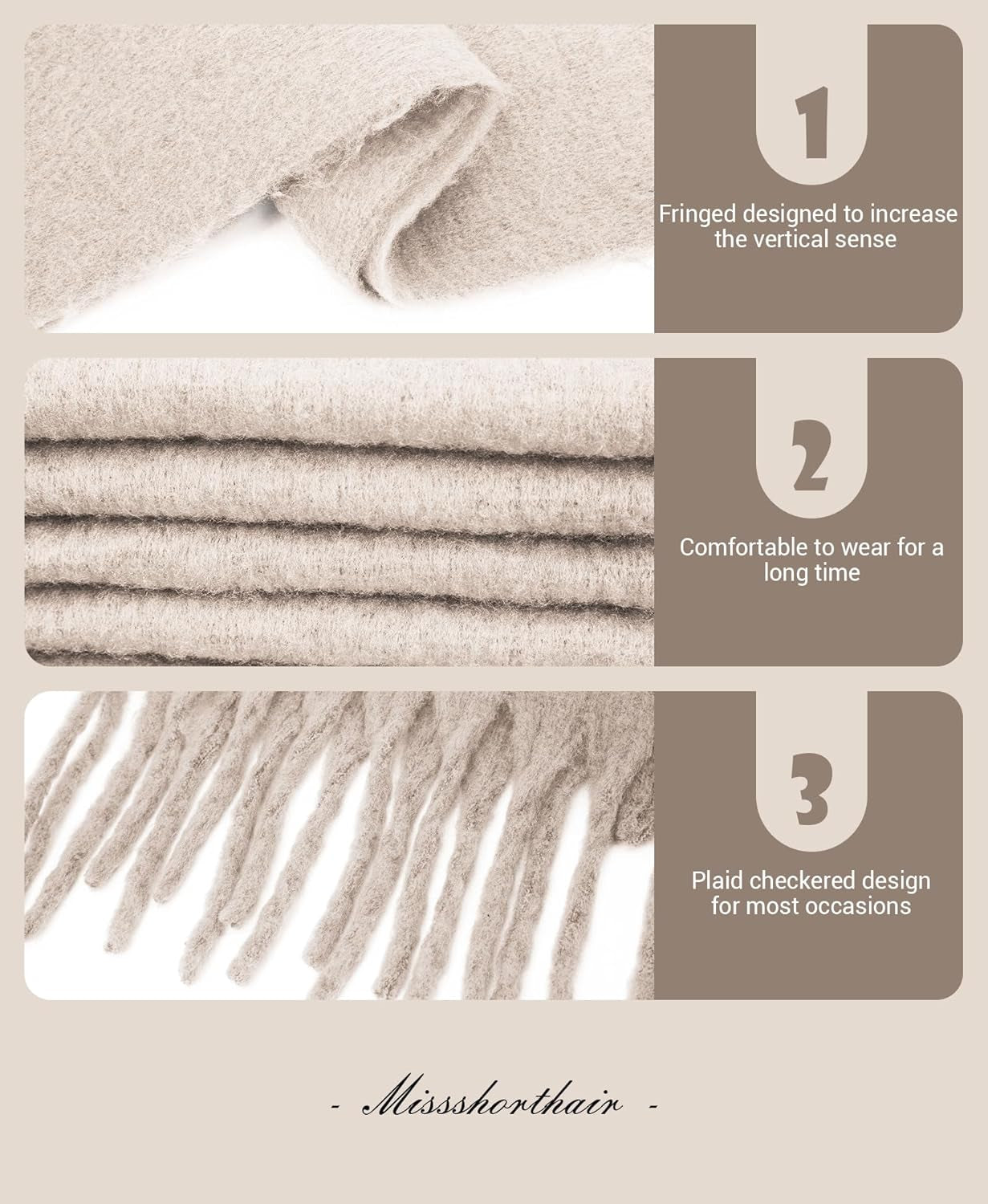 Missshorthair Thick Scarf for Women Big Chunky Colorful Blanket Fluffy Soft Scarves Winter Colorful Shawl Warps