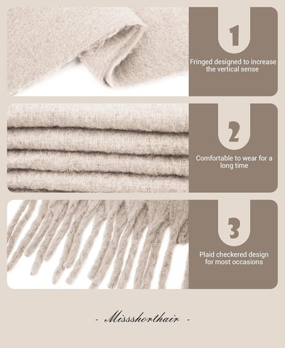 Missshorthair Thick Scarf for Women Big Chunky Colorful Blanket Fluffy Soft Scarves Winter Colorful Shawl Warps