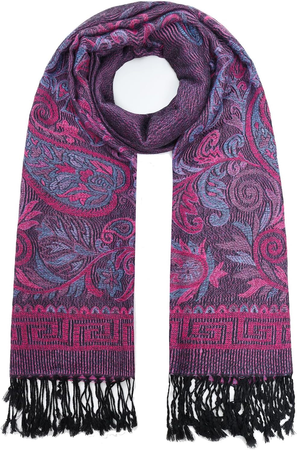 Umjetnost Womens Soft Silky Pashmina Rave Scarf Paisley Pattern Pashmina Shawl Wrap with Fringes