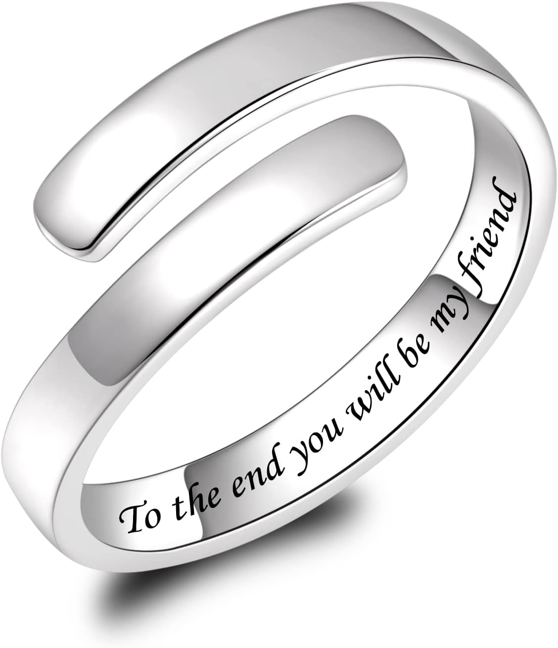 BEILIN 925 Sterling Silver Inspirational Jewelry Rings Adjustable Ring Personality Encouragement Gift for Teens Women