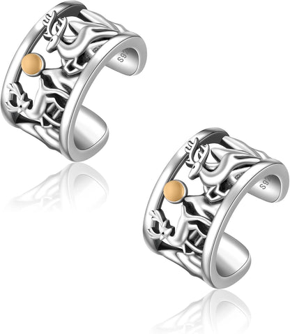 CHIC & ARTSY 925 Sterling Silver Ear Cuffs for Women, Non Piercing Clip on Cartilage Cuffs, Adjustable Fake Conch & Helix Earrings, Gold Plated & Oxidized Various Styles