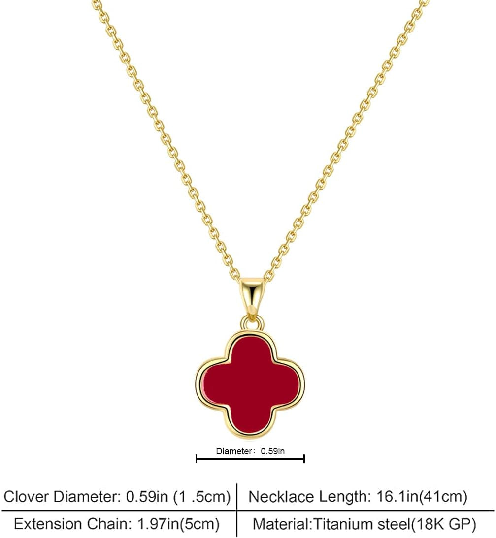 Four Leaf Clover Necklace for Women, Double Sided Mother of Pearl Pendant, Adjustable Chain, Dainty Gold Necklace, Elegant Necklaces for Women Jewelry Gifts