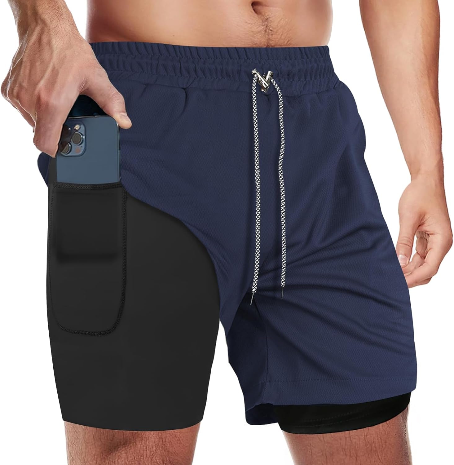 Lightweight men's athletic shorts for gym and workout wear