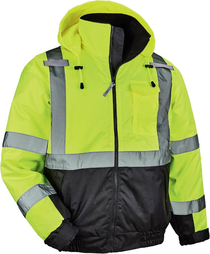 Ergodyne hi-vis bomber safety jacket with reflective tape stripes