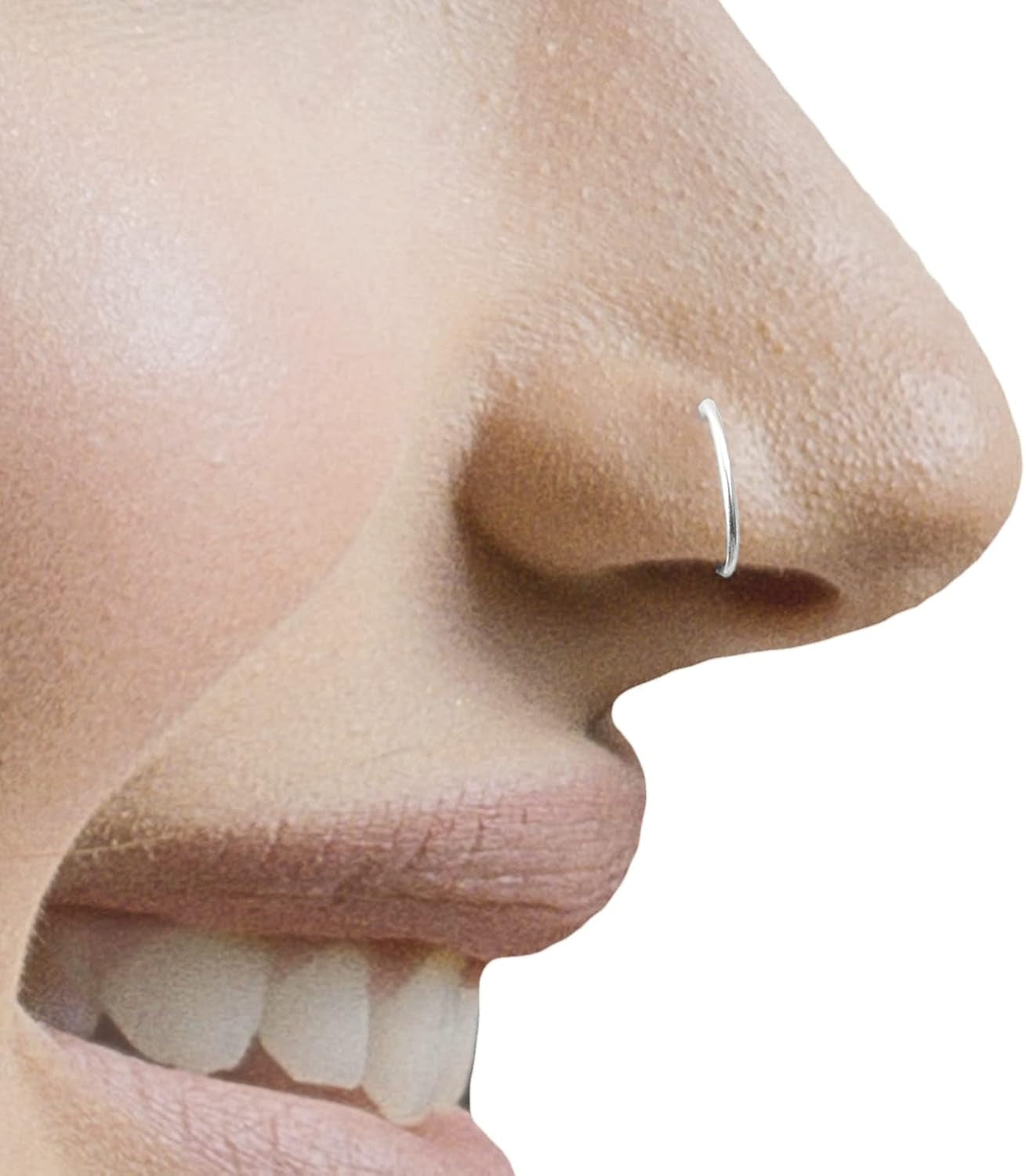 LUCKYJEWUS 14K Gold Nose Rings Hoops for Women 22 Gauge, Small Thin Nose Piercing Jewelry, 3Pcs 8Mm 22G