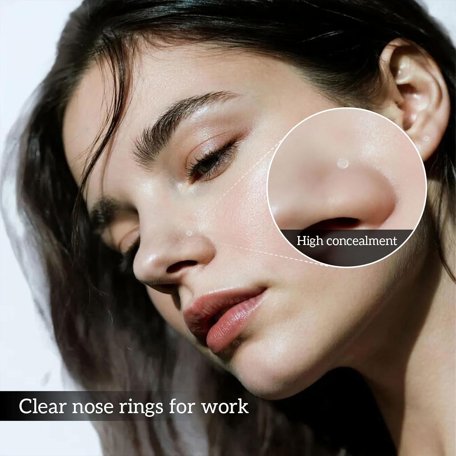 Clear Nose Ring Bioflex for Women and Men,20G Nose Ring,Plastic Cear Nose Studs for Work L Shaped,Body Clear Piercing Retainer 18G L Shaped Nose Rings Studs Piercing Jewelry，Pack of 30