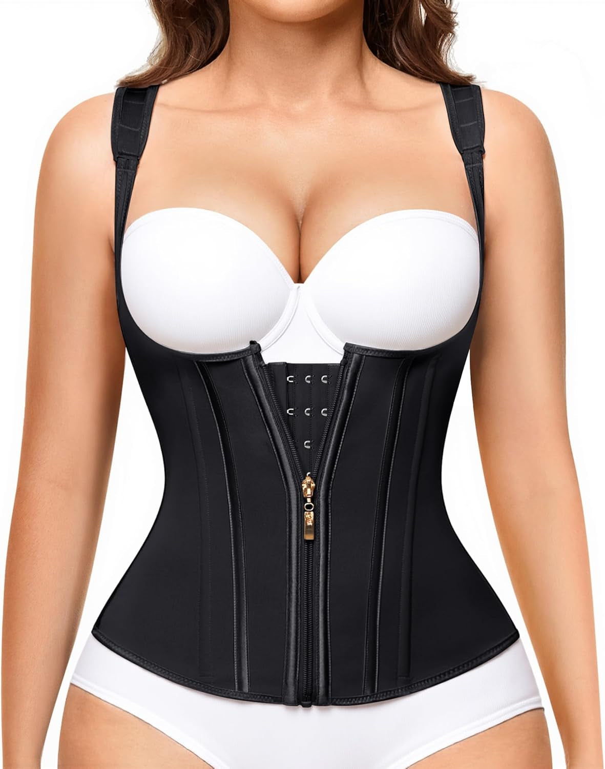 Nebility waist trainer corset with steel bones support