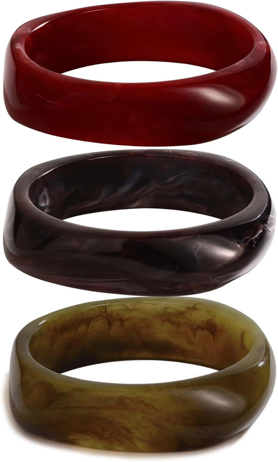 Stacked tortoiseshell resin bracelets fashion accessory
