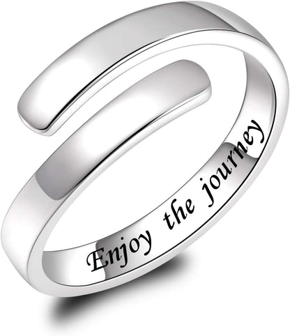 BEILIN 925 Sterling Silver Inspirational Jewelry Rings Adjustable Ring Personality Encouragement Gift for Teens Women