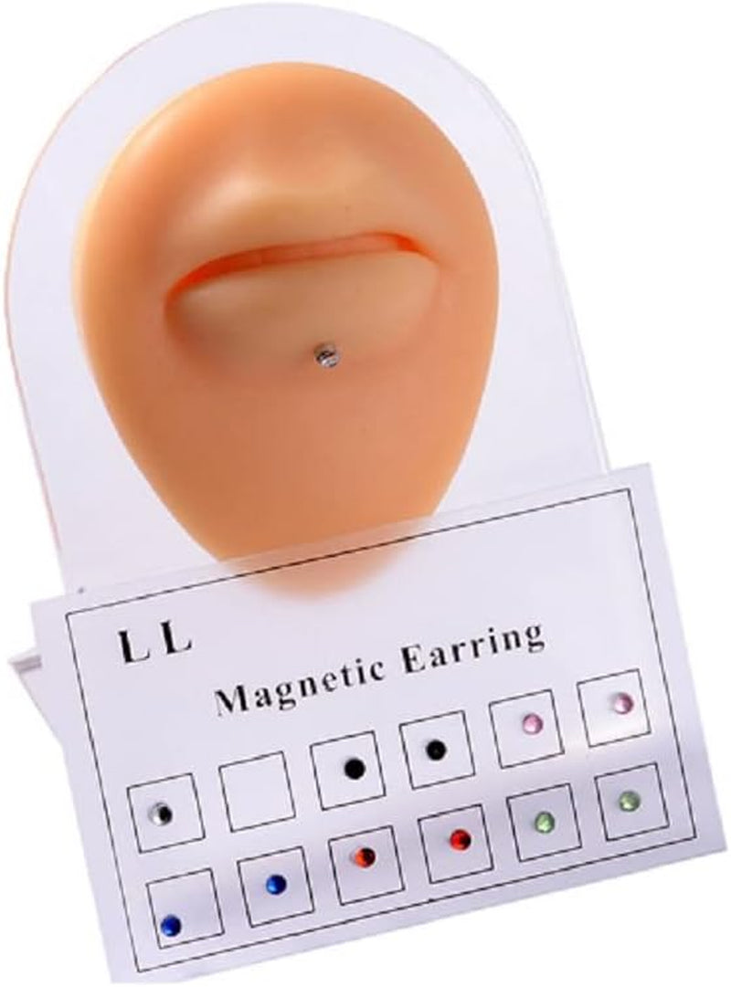 Stainless Steel Crystal Fake Ear Stud Earrings Nose Lip Ring Clip on Cubic Zirconia Tragus for Women Men Multicolor Non Piercing Jewelry Set