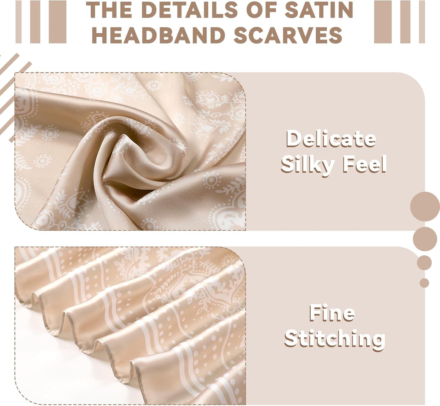 Syhood 4 Pcs 27'' Square Satin Head Scarves Satin Bandanas for Women Halloween Headband Silk Feeling Scarves Boho Headwear