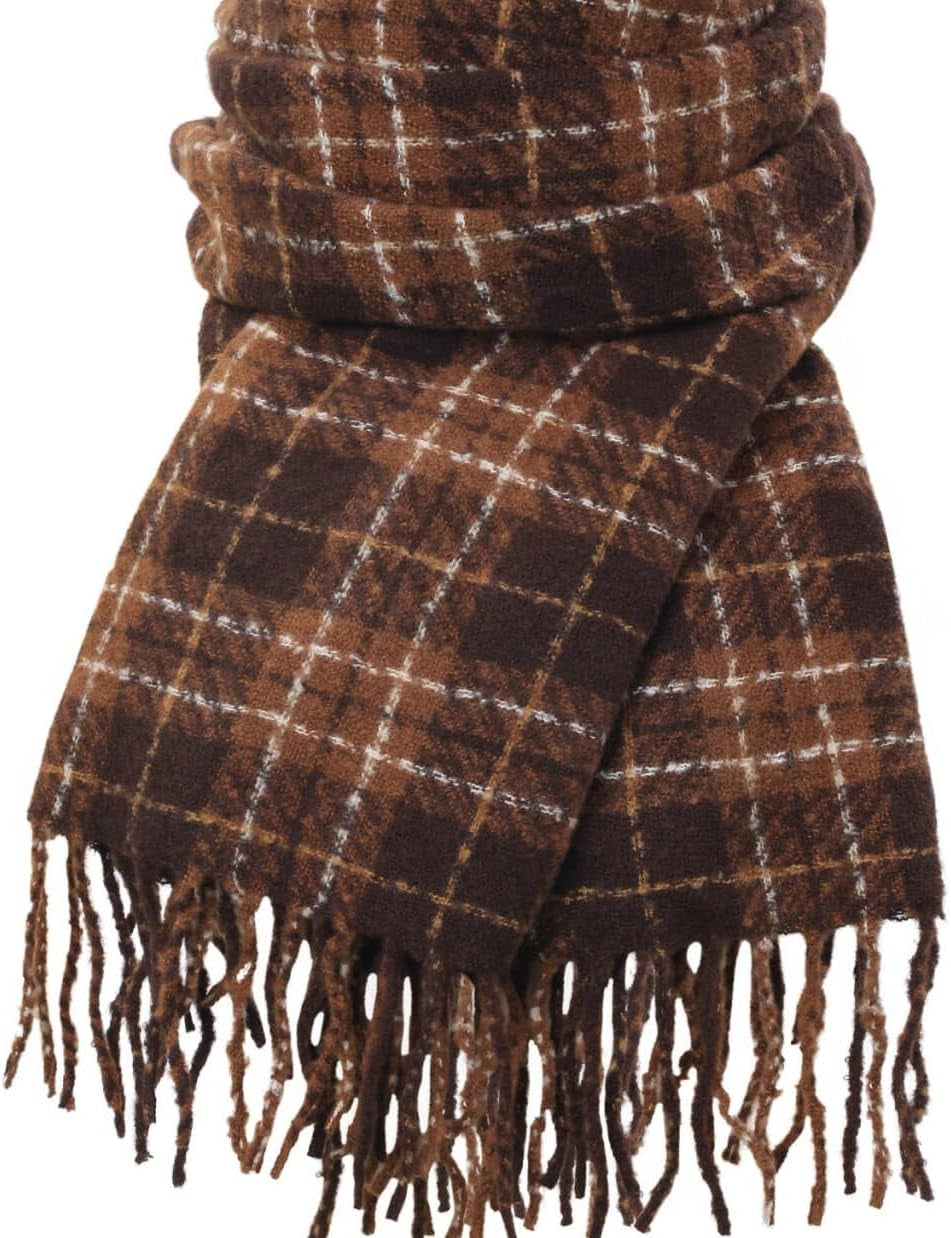 Tavaleu Winter Scarf for Women, Cashmere Feel Scarf Blanket Plaid Scarfs, Shawls Wraps Womens Scarves Fall Warm Tassel Shawls
