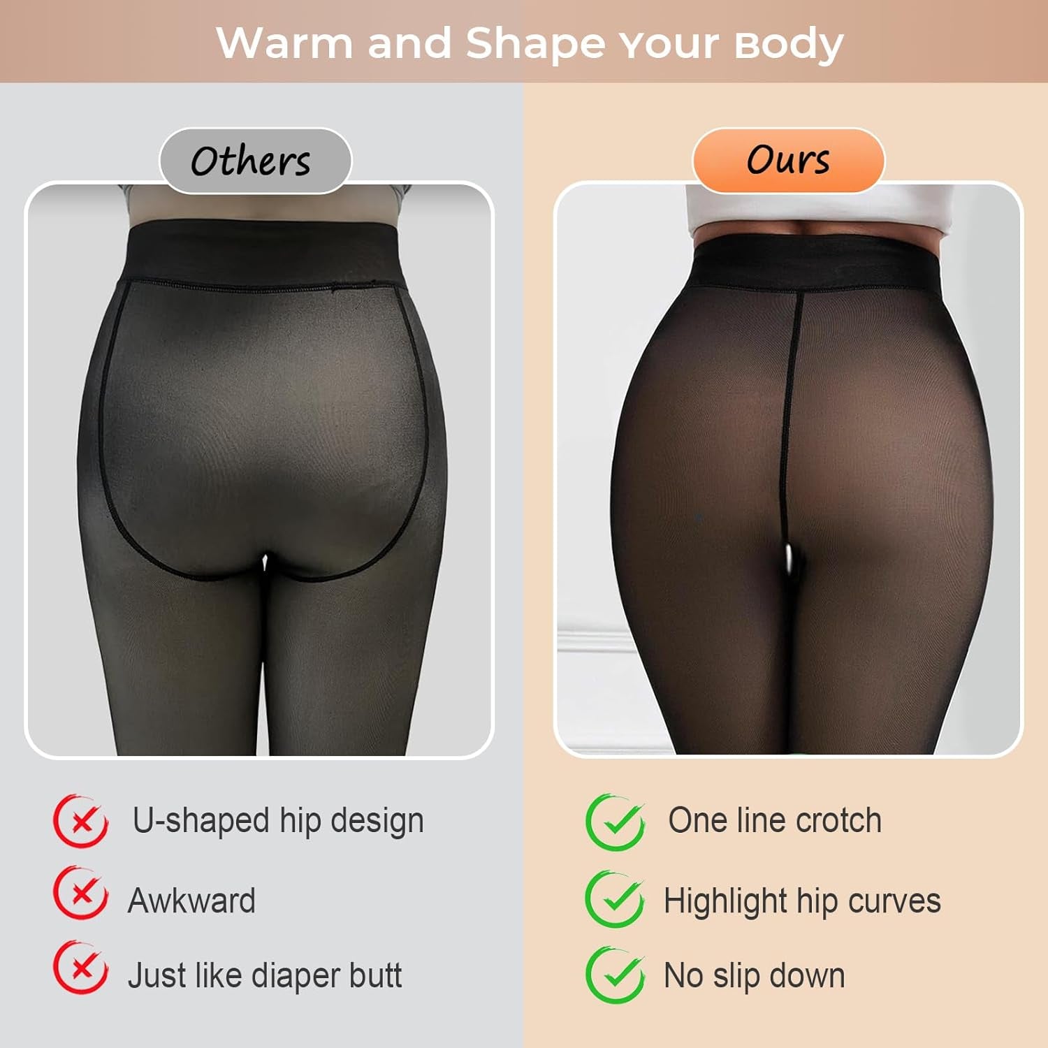 High waist thermal leggings with shaping and tummy control feature