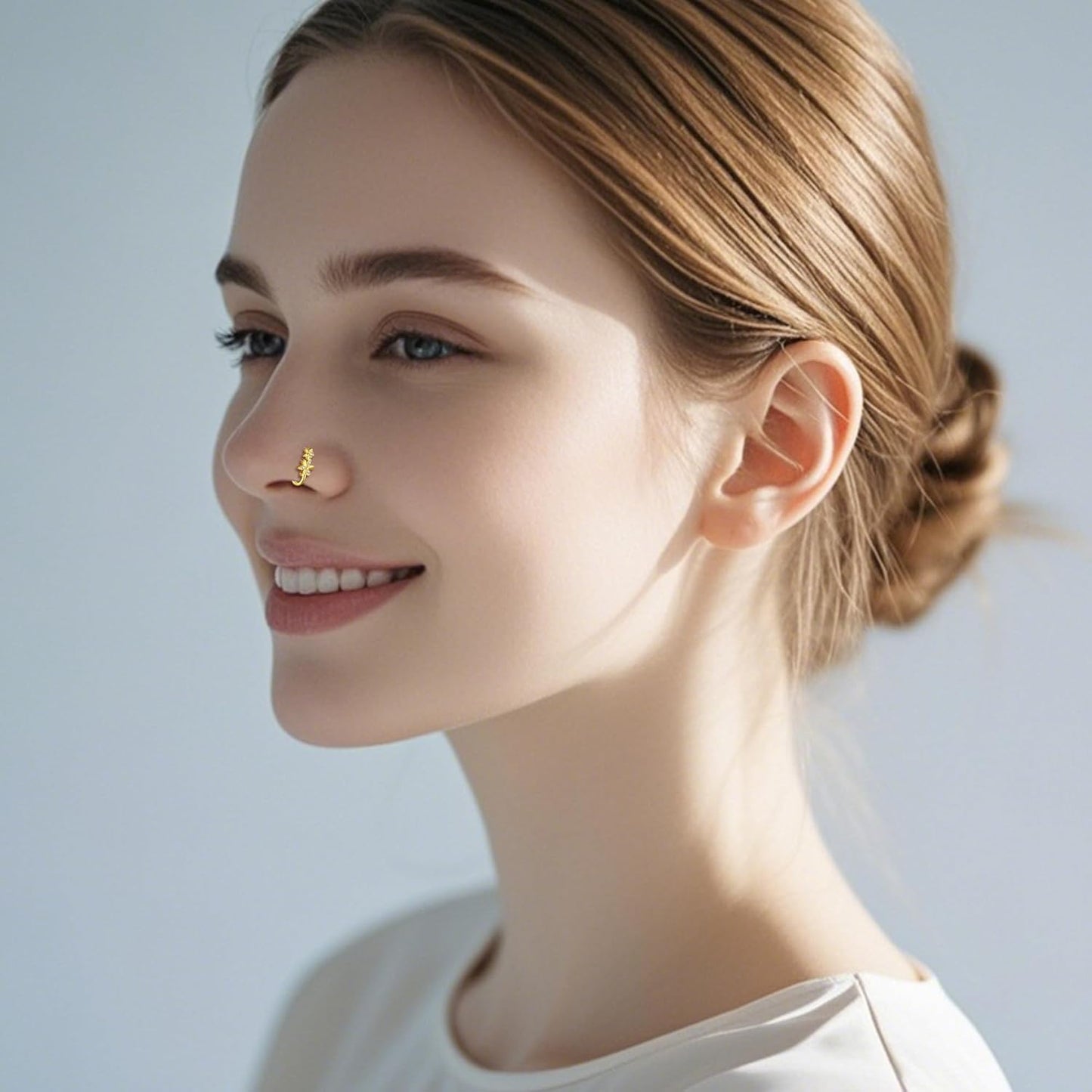 Zolure Fake Nose Ring CZ African Nose Cuffs Gold Fake Nose Piercing Faux Septum Nose Rings Clip on Nose Jewelry for Women Non Piercing Jewelry