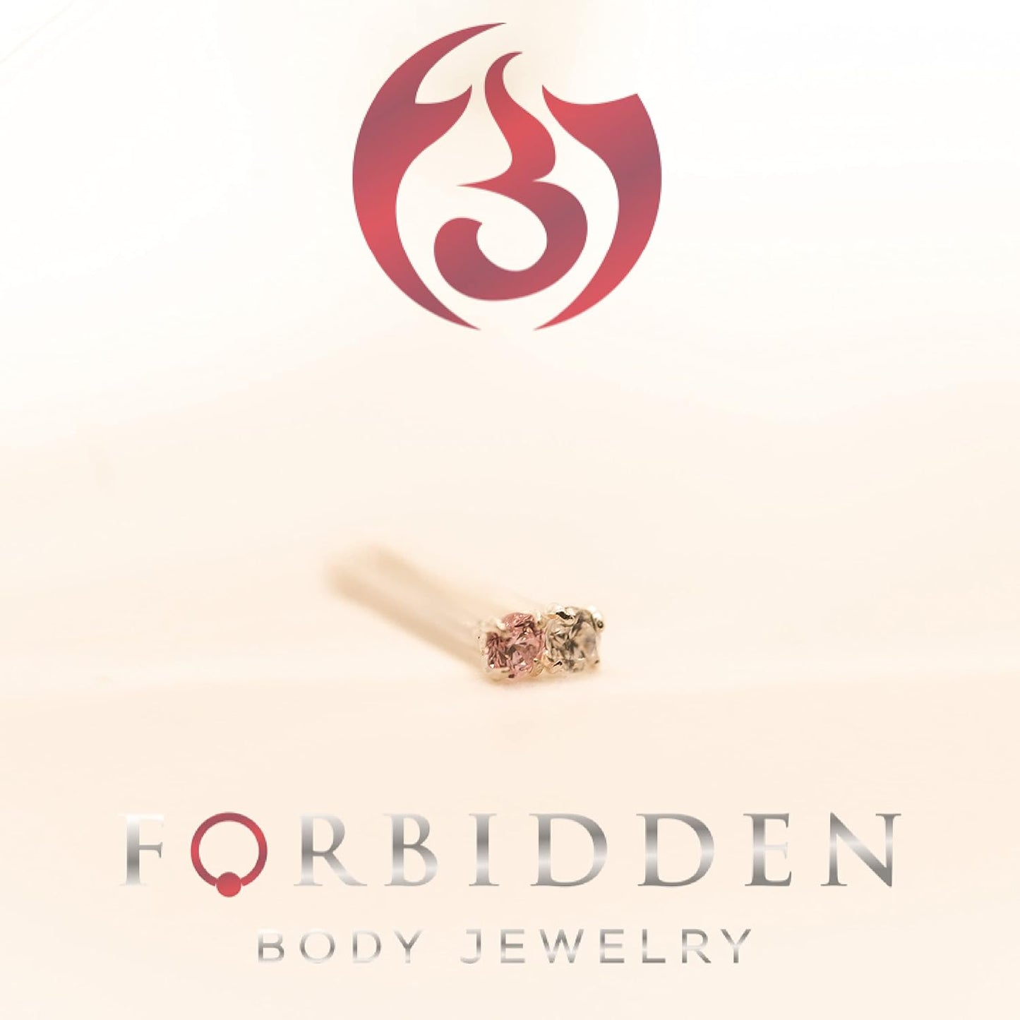 Forbidden Body Jewelry Nose Rings Sterling Silver CZ Simulated Diamond Bone Studs, 1.5Mm Crystal 22G