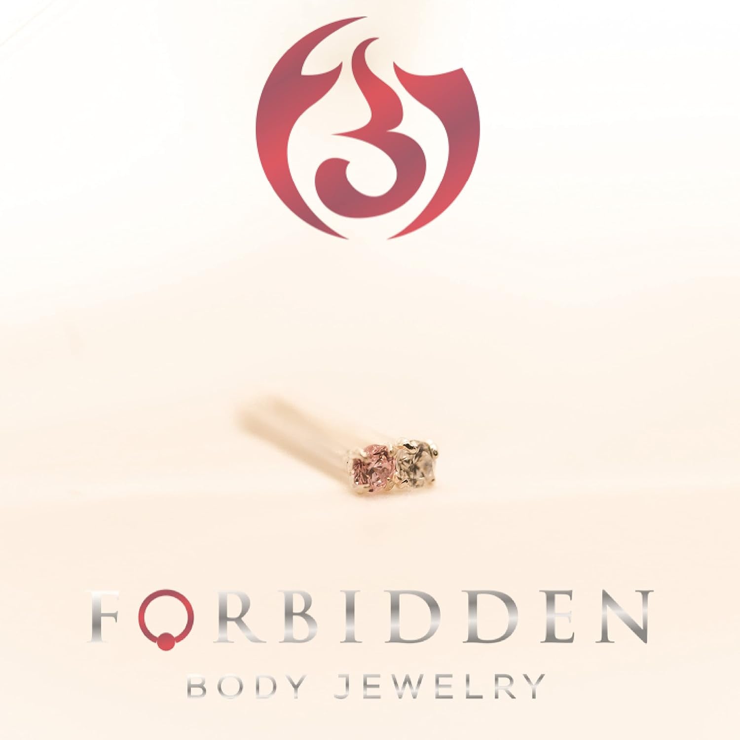 Forbidden Body Jewelry Nose Rings Sterling Silver CZ Simulated Diamond Bone Studs, 1.5Mm Crystal 22G