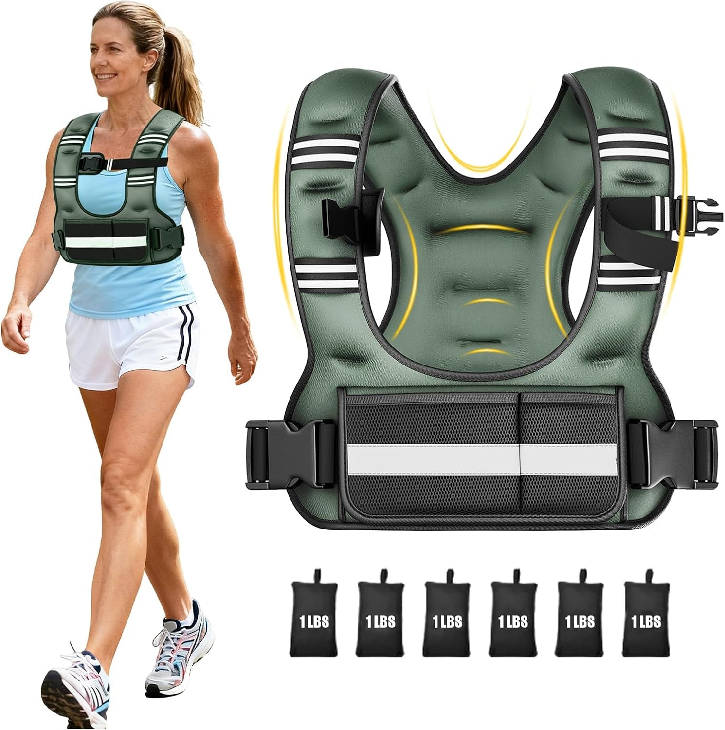Thickness and cushioning of shoulder pads on adjustable weight vest